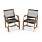 Black Natural Outdoor Dining Chair Set 2pcs Acacia Wood Plastic Rope Patio